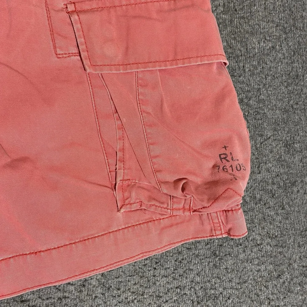 Polo Ralph Lauren Cargo Shorts Men 33 Salmon Pink Cotton Utility Preppy Stencil